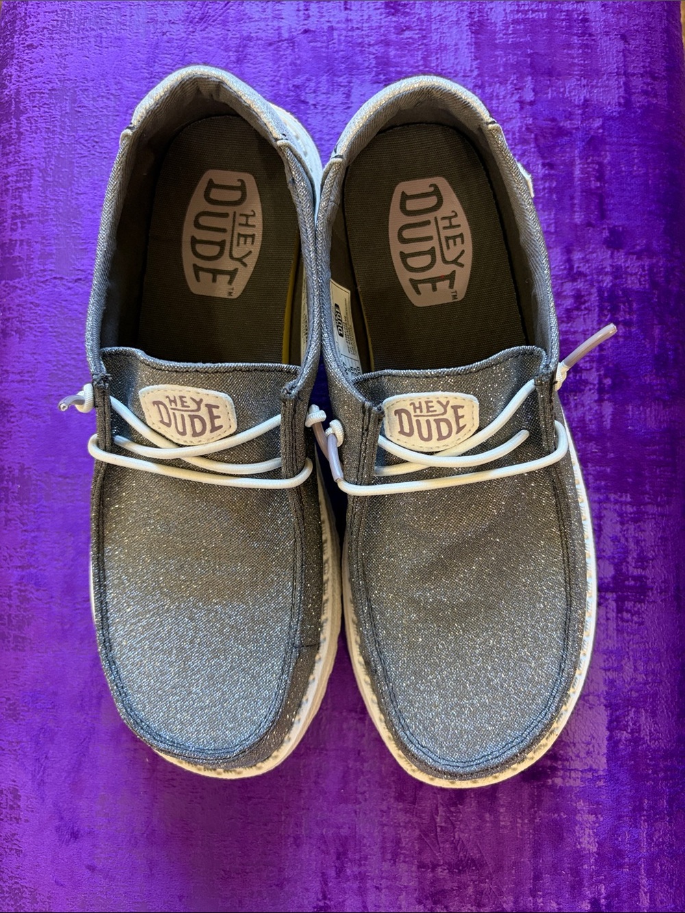 Hey Dude Gray Glitter Wally Casual Slip-Ons